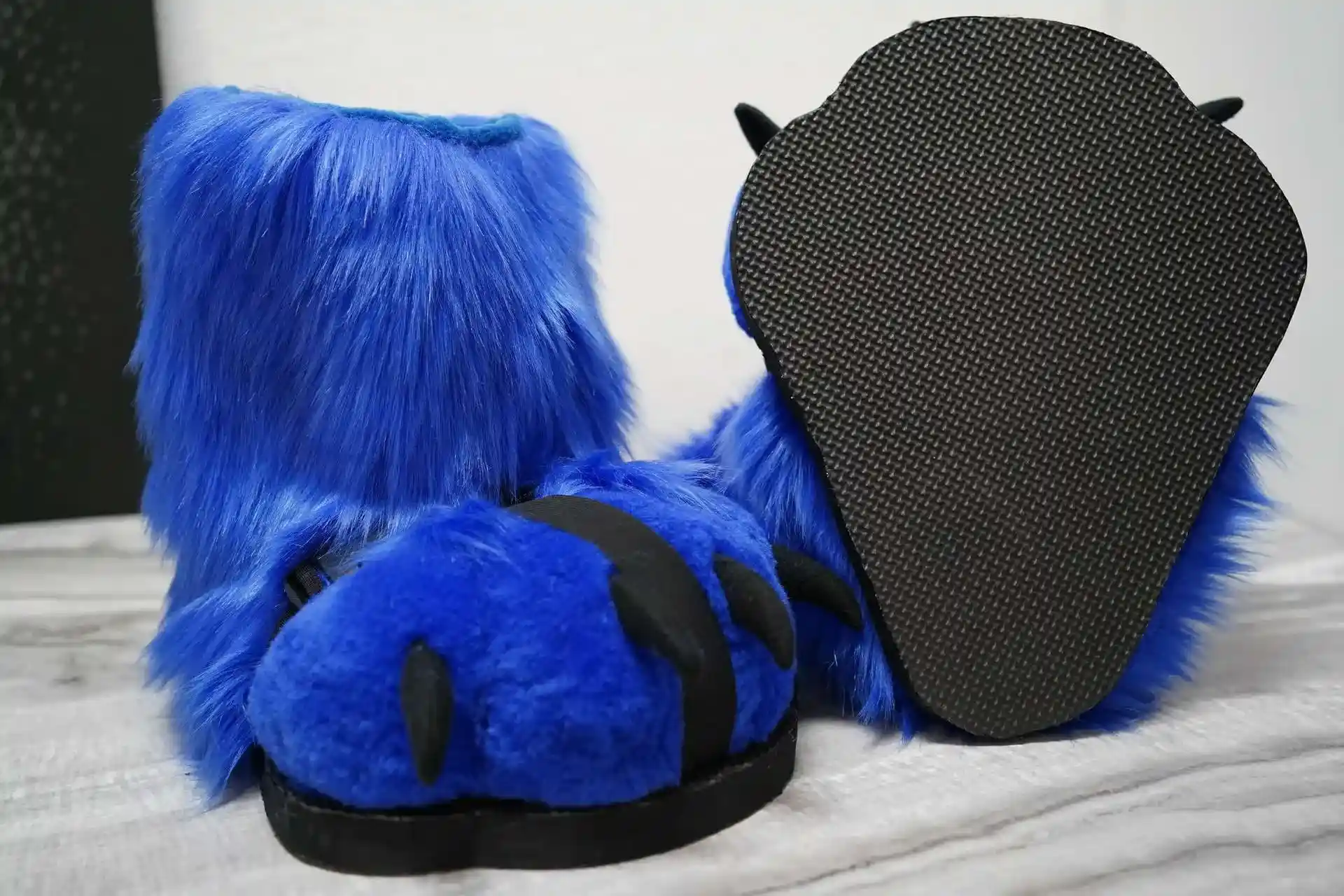 Handmade custom fursuit feetpaws with outdoor sole sandals, by Arget & Lazuli