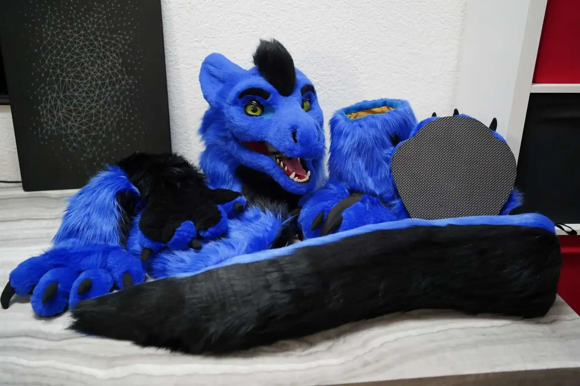 Handmade custom semirealistic dragon fursuit full partial, by Arget & Lazuli