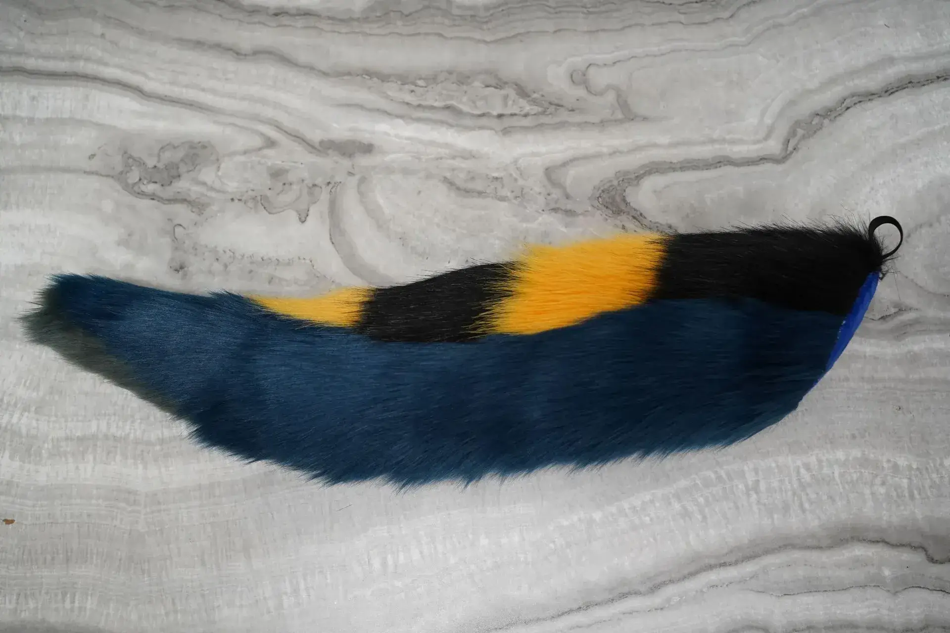 Hornet's blue dragon tail with black and yellow stripes